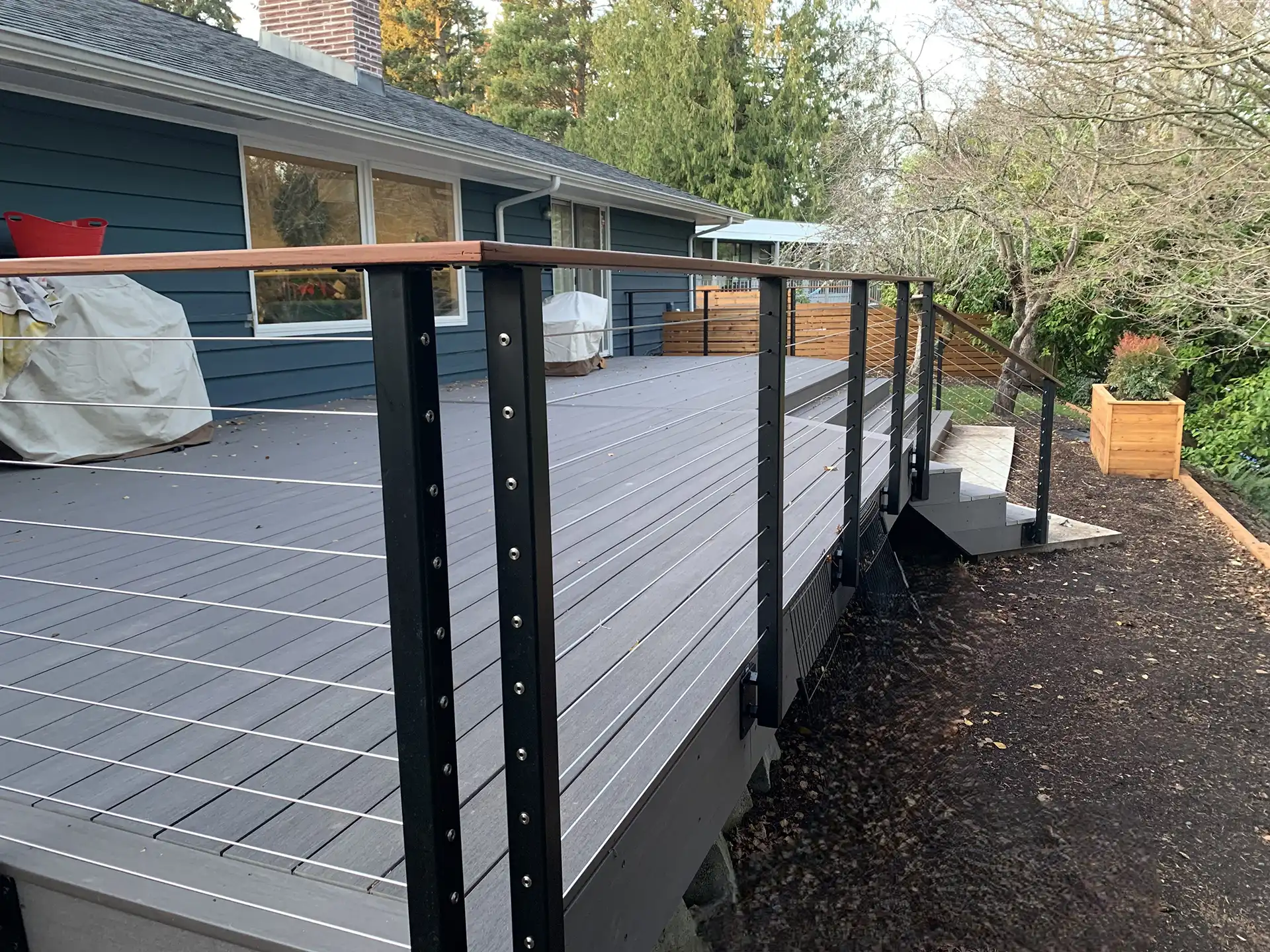 custom deck with cable railing - Custom Decks Builder and contractors in Greater Seattle