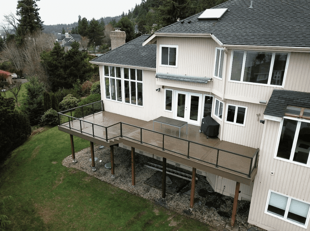 photo of an elevated deck with TimberTechAZEK decking - Timbertech decking contractor near me